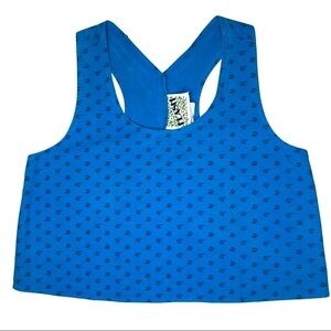 Vintage Crop Top Racer Back Bright Blue Graphic Tank by Flash Sz M